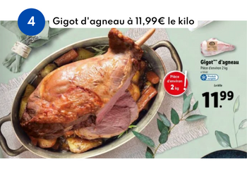Gigot d’agneau pour Pâques à 11,99€/kg